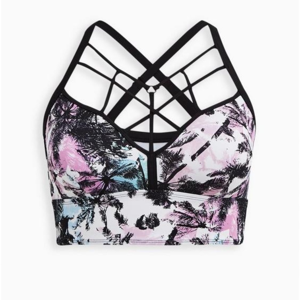 New! Torrid sz 3‎ Multi Palm Cage Bathing Swim Suit Top 3X